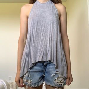 TOBI high tie neck grey shirt.